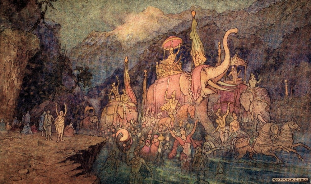 Indian Myth & Legend 1913 The return of the heroes slain in battle Canvas Art - Warwick Goble (18 x 24)