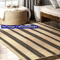 thumbnail image 1 of Indian Natural - Black Strip Scandinavian rug. Pattern Hemp Jute Rug. Ivory & Beige Rug. Handwoven Rug. 100% Natural Rug, 1 of 4