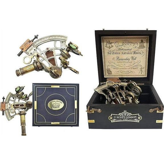 Indian Nautical Instruments Indian Nautical Instrumentsl Sextant Brass Navigation Instrument Sextante Navegacion Marine Sextant in Hardwood Box