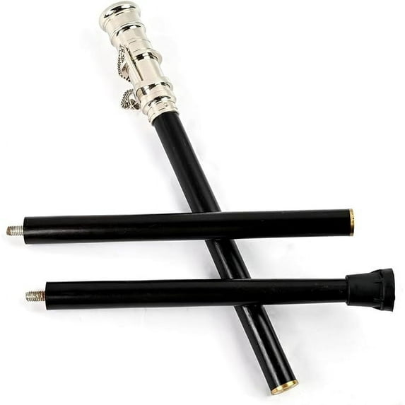 Indian Nautical Instruments Telescope Walking Stick Chrome Finish Costume Wooden Cane Foldable Rosewood Stick Steampunk Style