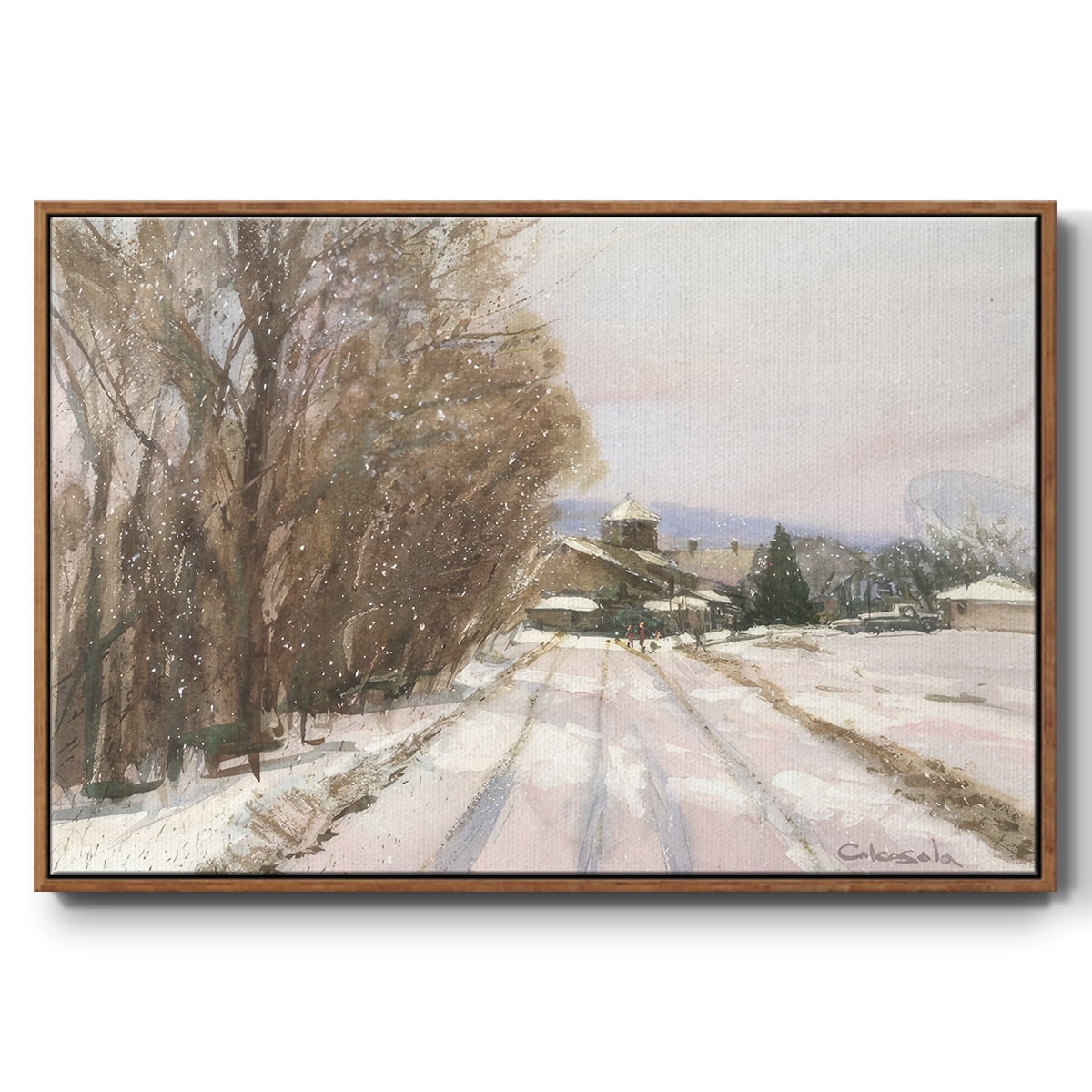 Indian Orchard Greek Orthodox Church - Framed Gallery Wrapped Holiday Canvas - 17 x 25 - Rosewood Frame