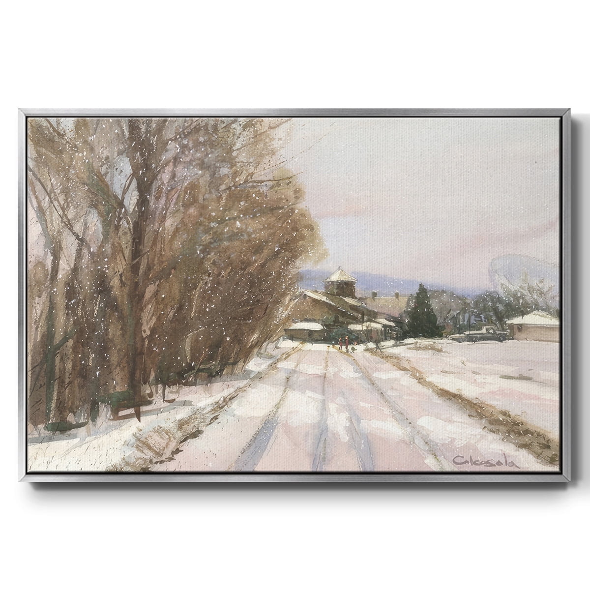 Indian Orchard Greek Orthodox Church - Framed Gallery Wrapped Holiday Canvas - 17 x 25 - Silver Frame