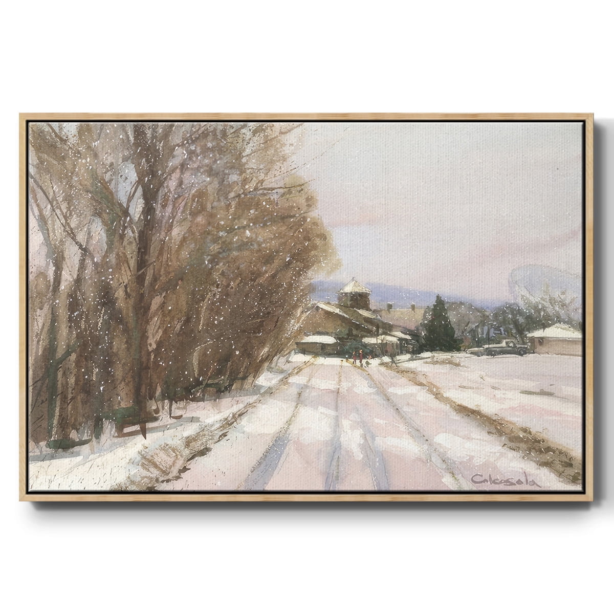 Indian Orchard Greek Orthodox Church - Framed Gallery Wrapped Holiday Canvas - 25 x 37 - Natural Wood Frame