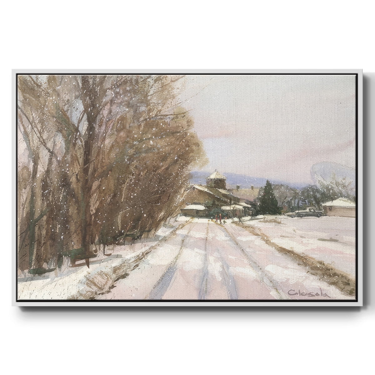Indian Orchard Greek Orthodox Church - Framed Gallery Wrapped Holiday Canvas - 27 x 41 - White Frame