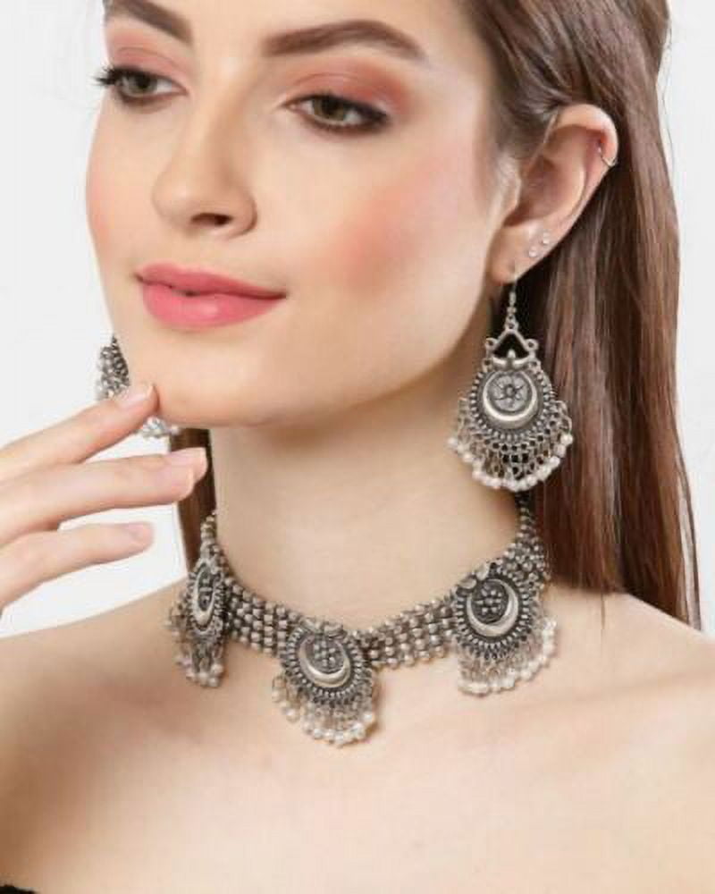 Silver Necklace Oxidised Jewellery at Rs 299/set in Ludhiana | ID:  23539774097