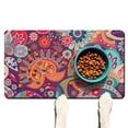 thumbnail image 1 of Indian Paisley Boho Dog Bowl Mat - Vibrant Ethnic Pattern, Large Waterproof Feeding Mat with 4-Layer Protection, 1 of 3