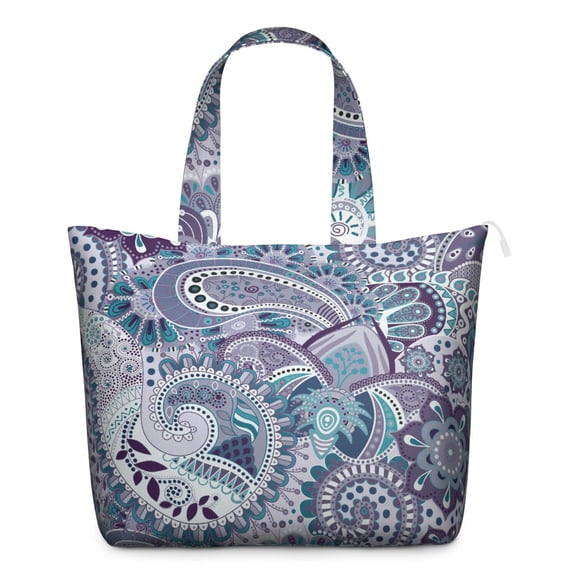 Indian Paisley Boho Weekender Chic Vintage Travel Duffel with Artistic Floral Pattern, Ethnic Mala Inspired Design