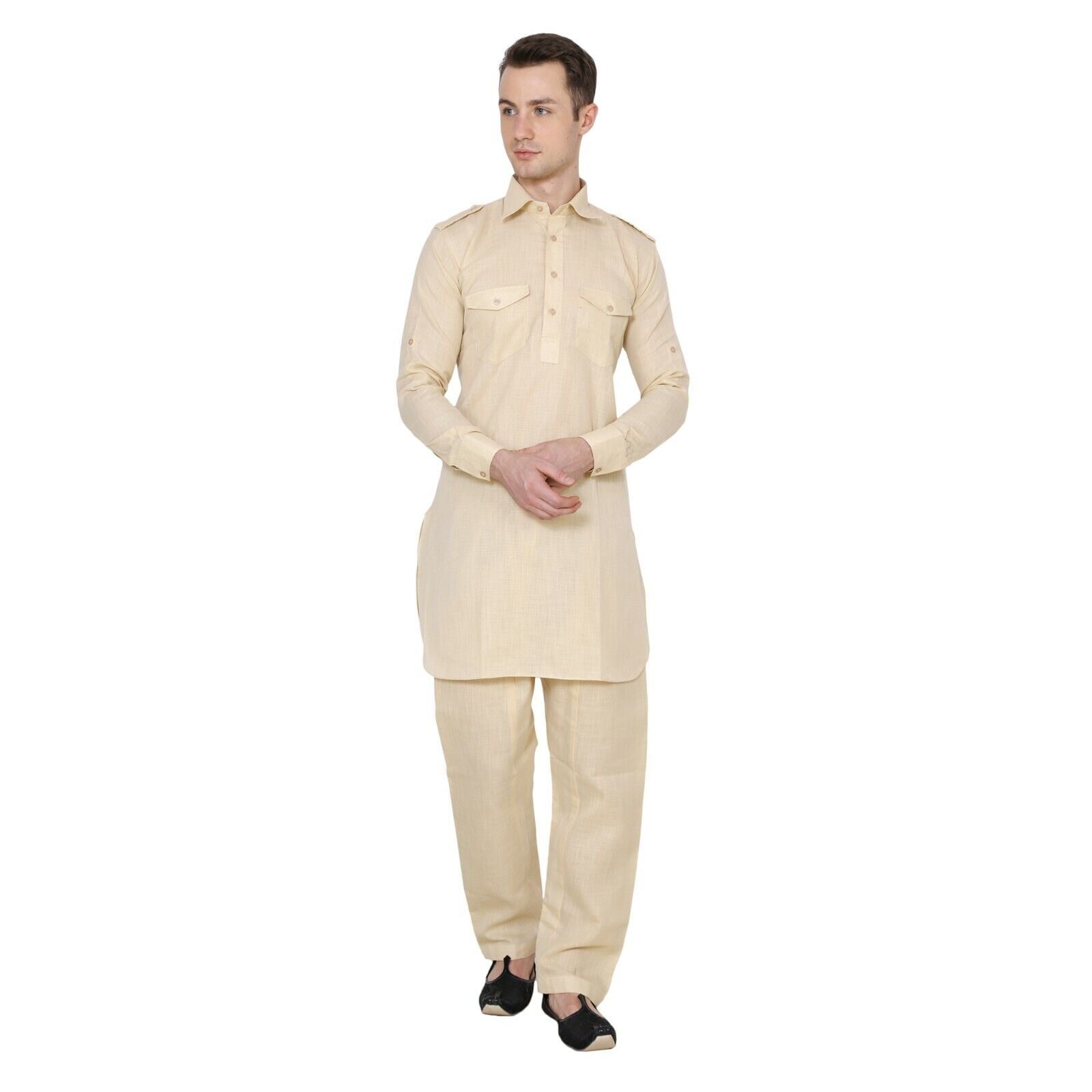 Indian Pakistani Bollywood Designer Cotton and Linen Pathani Suit -  Walmart.com