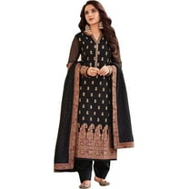 Indian Pakistani Designer Stitched Salwar Kameez Plazo Pant with Dupatta Suits ( Black, L - 42 )