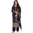 thumbnail image 1 of Indian Pakistani Designer Stitched Salwar Kameez Plazo Pant with Dupatta Suits ( Blue, XL - 44 ), 1 of 5