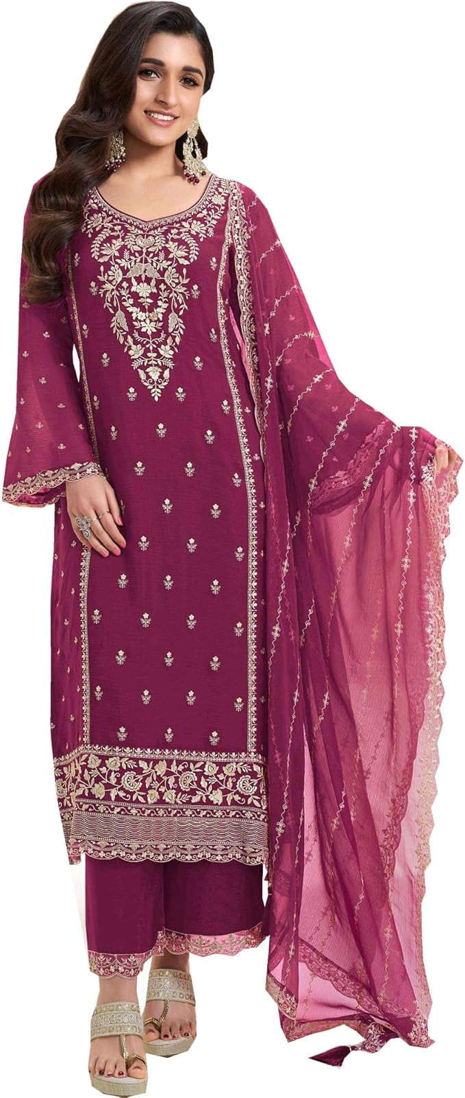purple and pink pakistani dresses Designer Pakistani Dress in Purple Georgette With Sequence Embroidery and Dupatta
