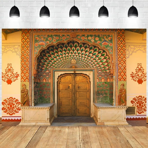 Indian Palace Backdrop Hinduism Religion Temple Famous Architecture Photography Background Lotus Peacock Gate Historical Sites Travel Decorations Banner Photo Booth Props