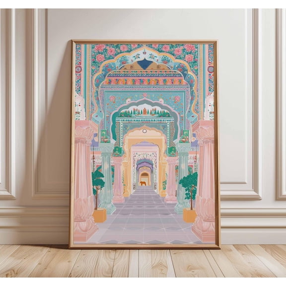 Indian Palace Jaipur Architecture Pastel Boho India Travel Decor Unframed Paper Print