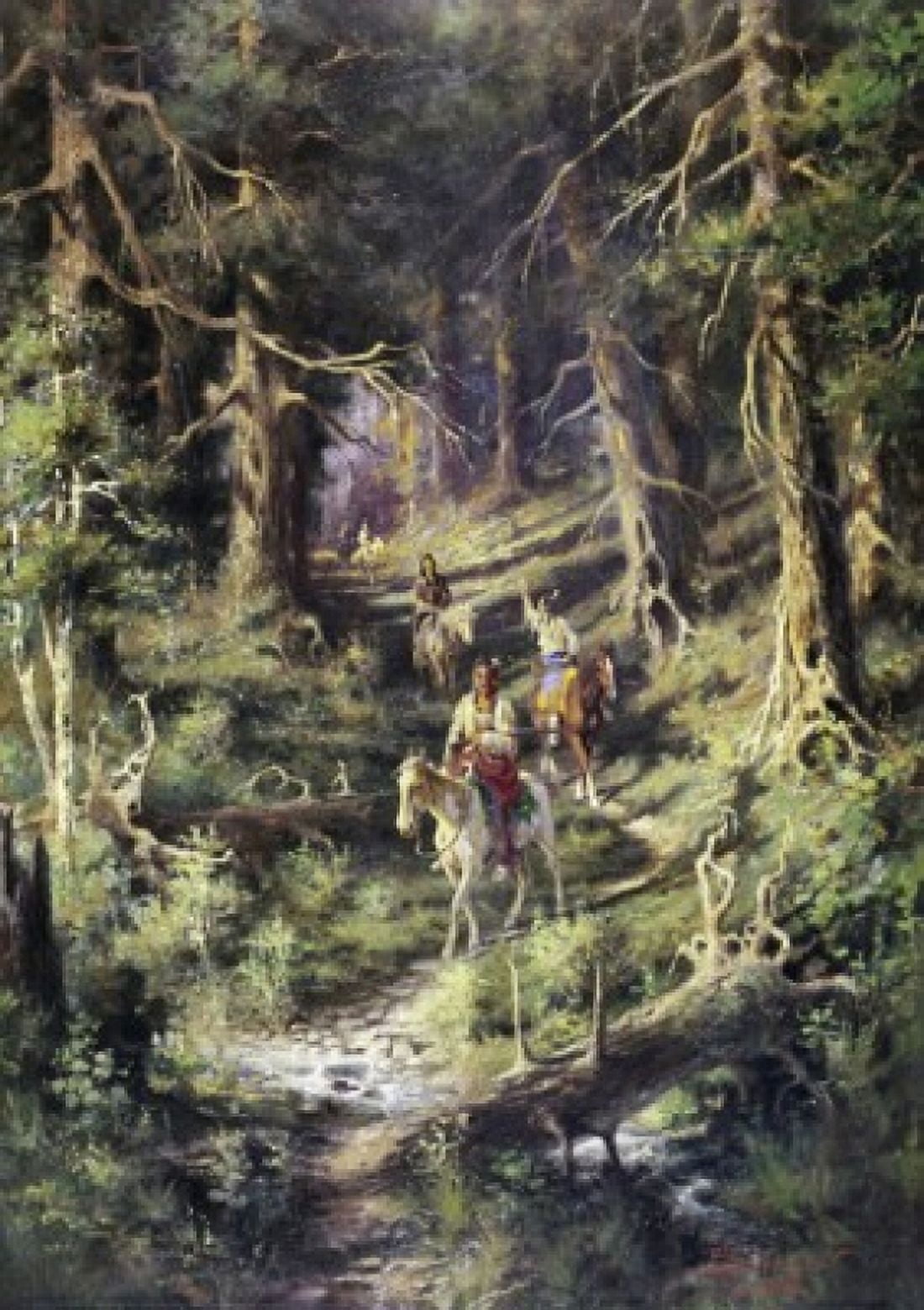 Indian Party 1902 Edgar Samuel Paxson (1852-1915American) Canvas Art - Edgar Samuel Paxson (18 x 24)