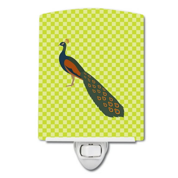 Indian Peacock Peafowl Green Ceramic Night Light