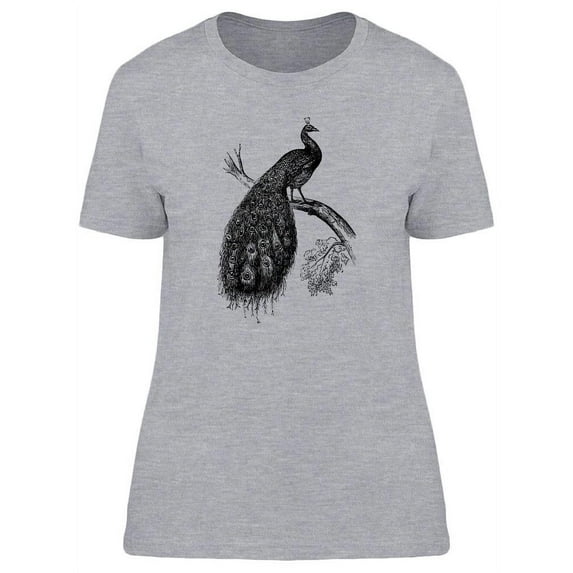 Indian Peafowl Vintage Design T-Shirt Women -Image by Shutterstock, Female XX-Large