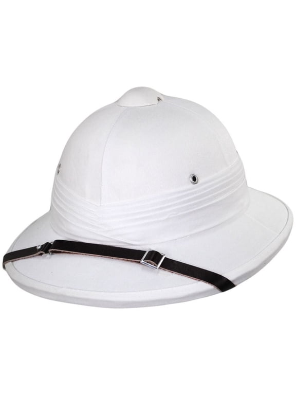Indian Pith Helmet - Big Head Version - ADJUSTABLE - White