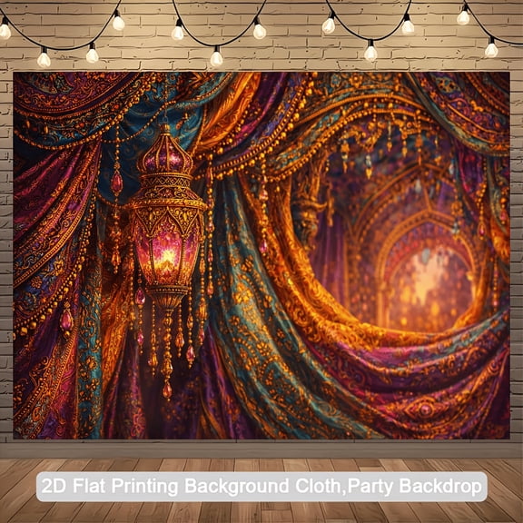 Indian Pooja Backdrop Indian Religious Traditional Festival Luxurious Purple Green Curtain Background for Diwali Puja Ganpati Pooja Mehndi Wedding Party Decorations Banner
