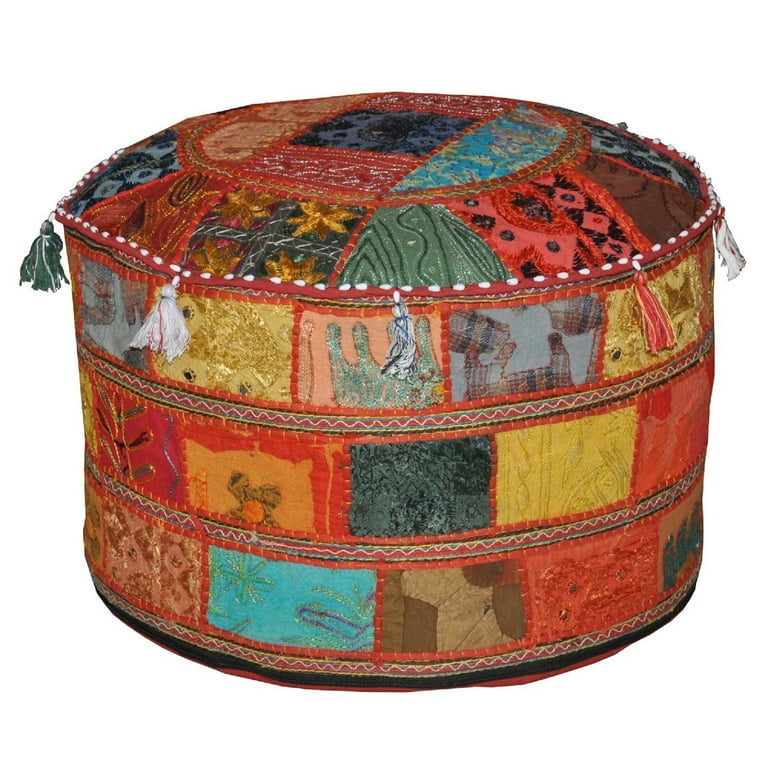 Indian Handmade Hand Embroidered Ottoman Pouf sale Covers