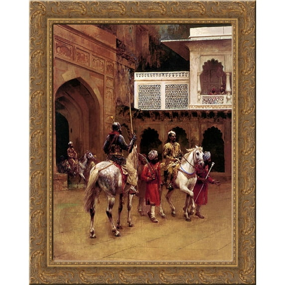 Indian Prince, Palace Of Agra 20x23 Gold Ornate Wood Framed Canvas Art by Weeks, Edwin Lord