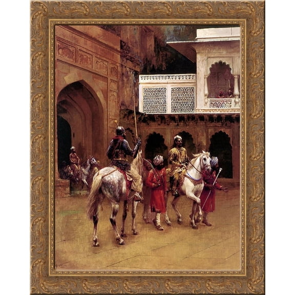 Indian Prince, Palace Of Agra 24x20 Gold Ornate Wood Framed Canvas Art by Edwin Lord Weeks