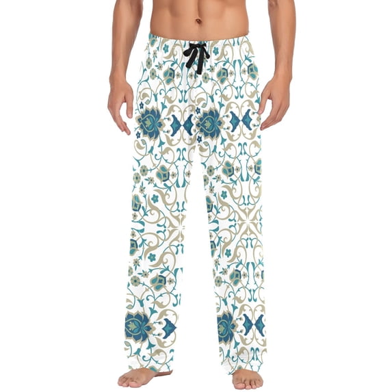 Indian Print joogoo Men's Pajama Pants Cotton Long Sleepwear Lounge Pants M