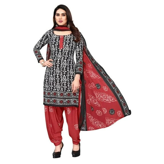 Indian Punjabi Style Crepe Patiala Salwar Suit With Dupatta For Women Ready To wear