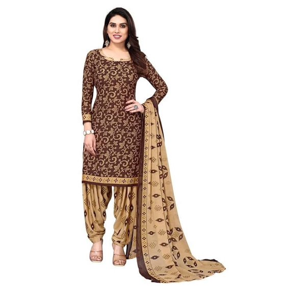 Indian Punjabi Style Crepe Patiala Salwar Suit With Dupatta For Women Ready To wear