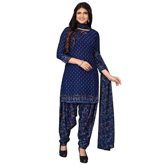 Indian Punjabi Style Crepe Patiala Salwar Suit With Dupatta For Women Ready To wear