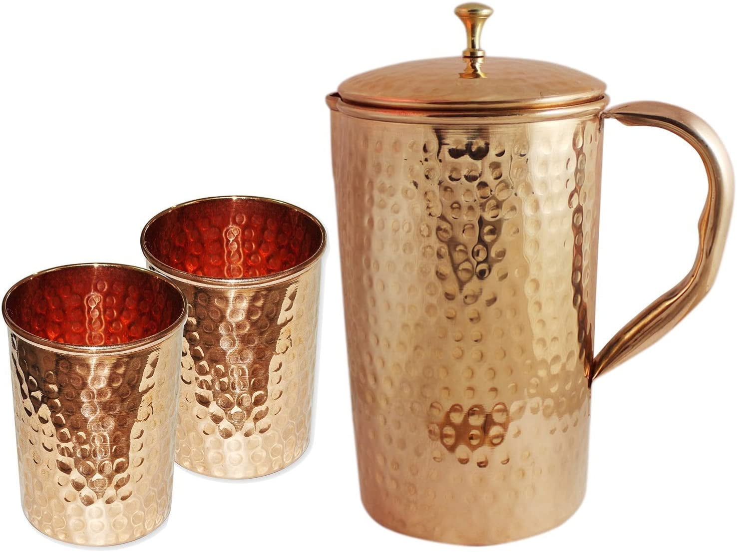 Handcrafted Pure Copper Tumblers - Set Of 2 | Engraved Floral Design | Ayurvedic Drinkware For - View #6