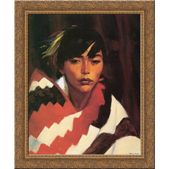 Indian, Ricardo 24x20 Gold Ornate Wood Framed Canvas Art by Robert Henri