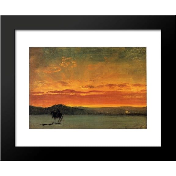 Indian Rider at Sunset 20x24 Framed Art Print by Bierstadt, Albert