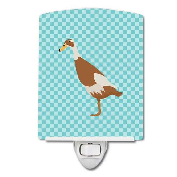 Indian Runner Duck Blue Check Ceramic Night Light