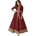 thumbnail image 1 of Indian Salwar Kameez Dress Bollywood Designer Pakistani Slit Anarkali Gown Suits ( Red, L - 42 ), 1 of 5