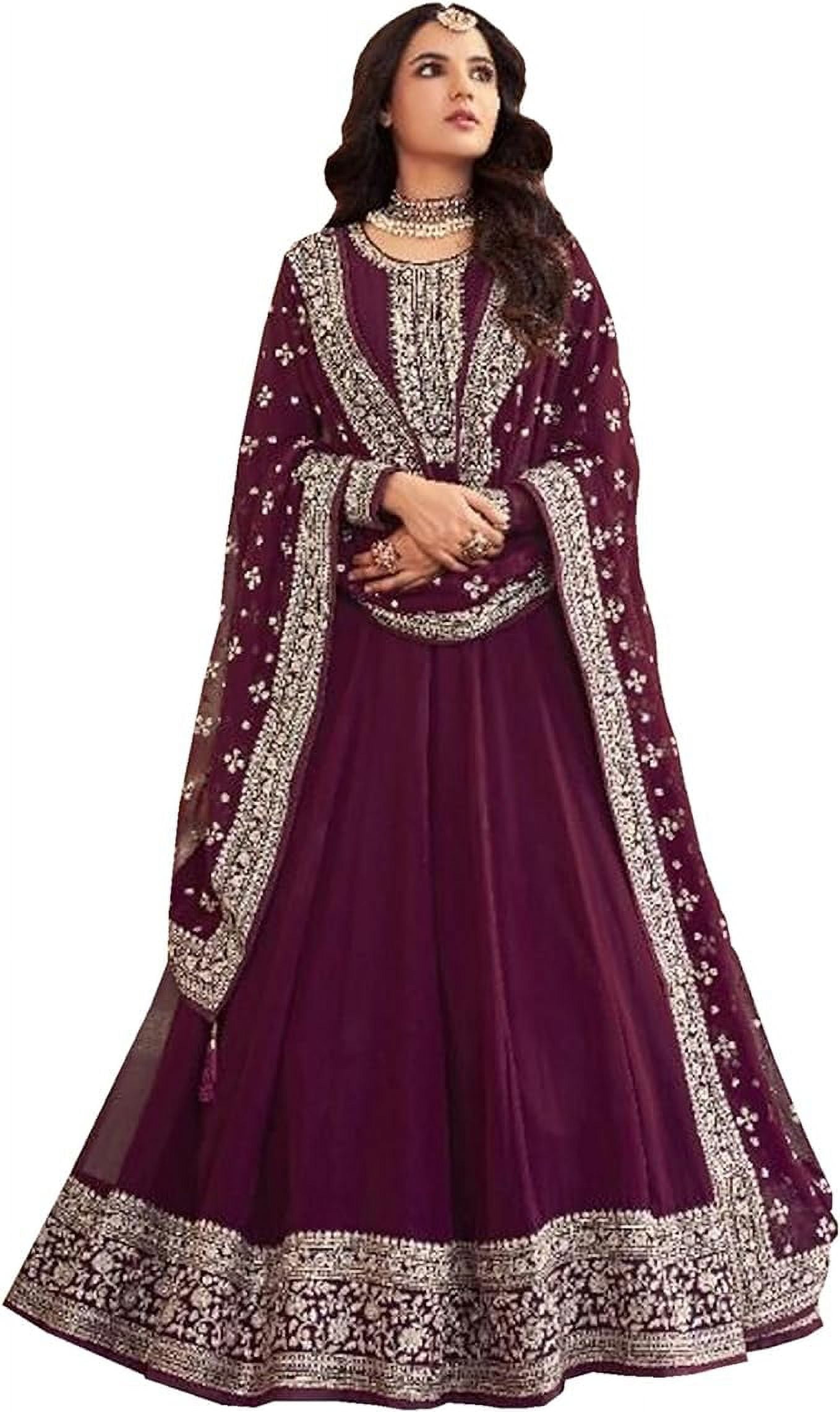 Pansy Purple Pant style Anarkali Semi-Stitched Salwar Kameez main image 0