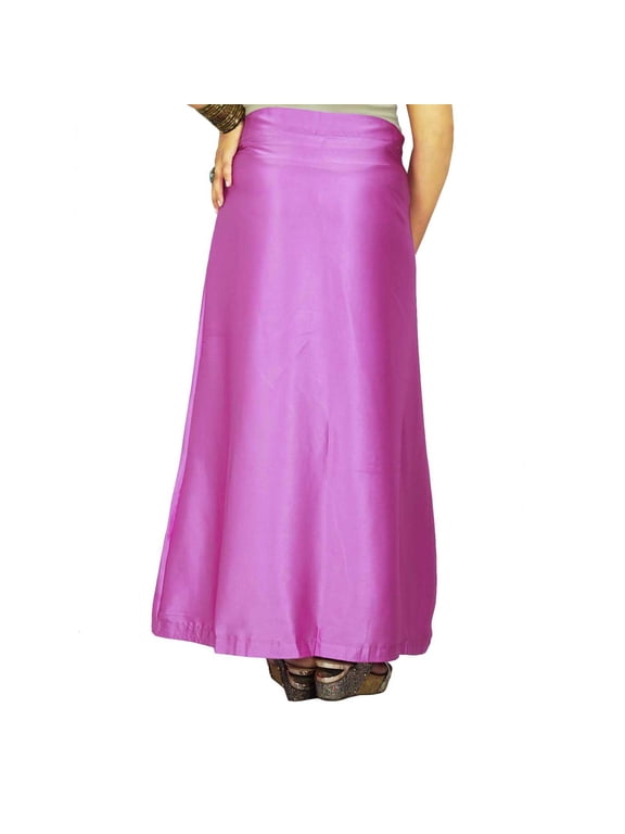 Indian Satin Silk Petticoat Bollywood Solid Inskirt Lining For Sari