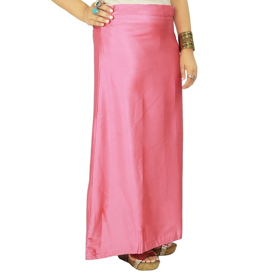 Indian Satin Silk Petticoat Bollywood Solid Inskirt Lining For Sari
