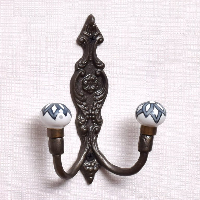 Indian Shelf Coat Hooks Antique Ceramic Wall Hooks for Bathroom