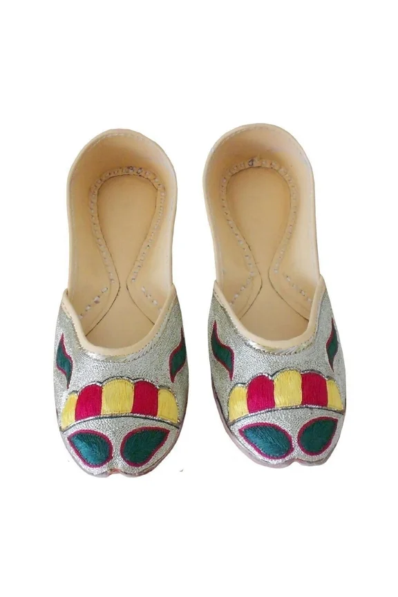 Indian Shoes Women Handmade Leather Mojaries Jutties Size Flats Punjabi US 8.5