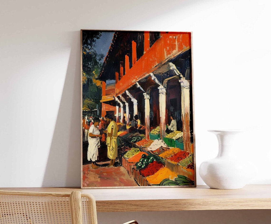 Indian Spice Market Cultural Food Print Restaurant Kitchen Wall Art ...