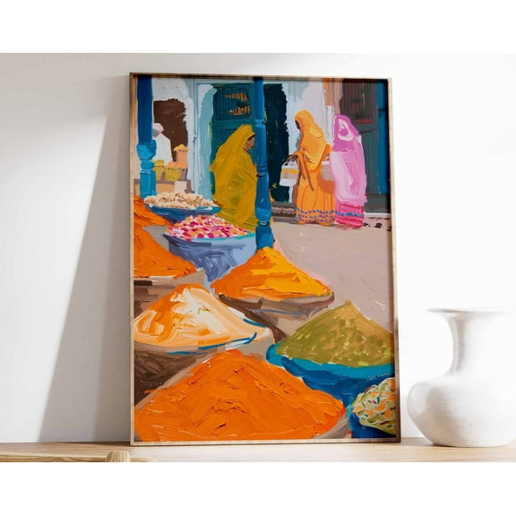 Indian Spice Market Poster, Indian Wall Art, Indian Food Print, Food Art, Food Market Print, Cultural Decor, Indian Gift, Indian Wall Art Wall Art, Modern Wall Decor, 24x36 UNFRAMED