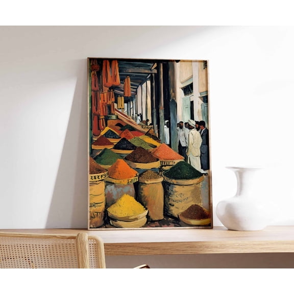 Indian Spice Market Poster, Unframed Paper Poster 8x10in