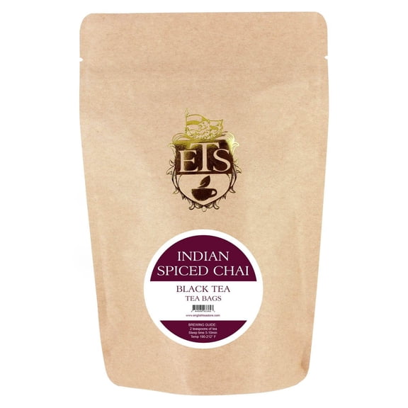 English Tea Store Indian Spiced Chai Black Tea Bags | Authentic Masala Chai with Real Indian Spices & High-Grown Ceylon Tea | Medium Caffeine, High Antioxidants | No Strings or Tags | 25 Count