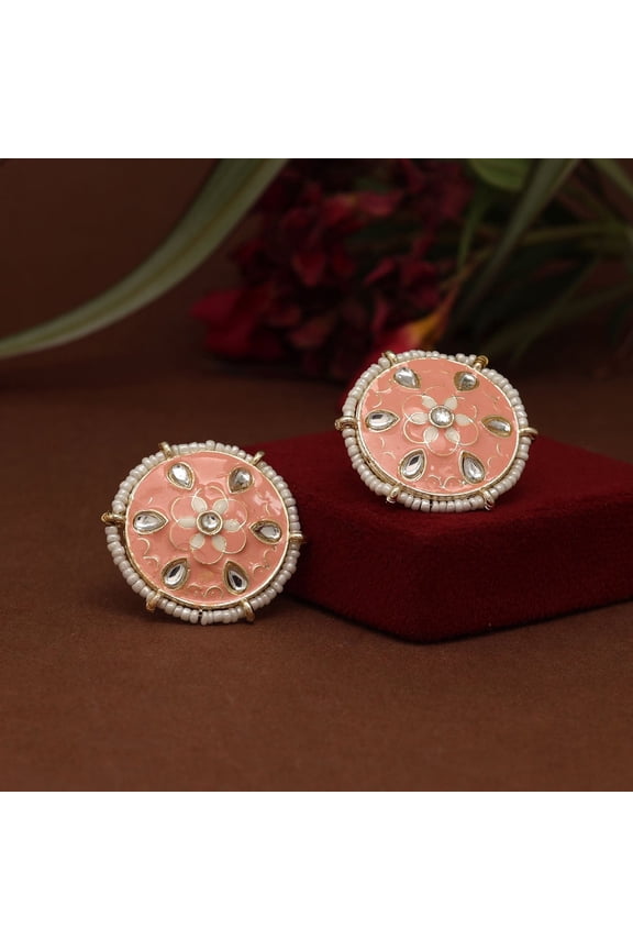 Indian Stud Earrings | Indian Earrings | Indian Jewelry | Kundan Meenakari Studs | Gold Plated Studs | Bollywood Earrings