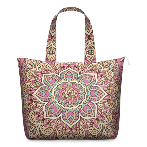 Indian Style Mala Travel Duffel Bohemian Abstract Pattern Weekender Bag with Trippy Psychedelic Art for Relaxation