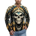 thumbnail image 1 of Indian Style Skull Men's Sweater Sports POLO Shirt Zip Pullover Mens Athletic Long Sleeve Sweatshirt Mock Neck for Men, 1 of 7
