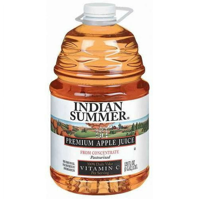 Indian Summer Premium Apple Juice, Made from Fresh Pressed Apples, 128 fl oz