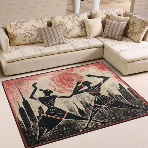 Indian Sun Houses Area Rug Washable 80 x 58 Floor Carpet Mat Non Slip for Bedroom Living Room Home Decor