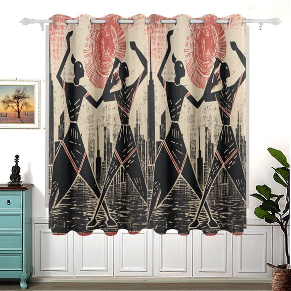 Indian Sun Houses Blackout Curtain Panels 63x55in Drapes Privacy Assured for Living room Bedroom Bathroom 2 panels set