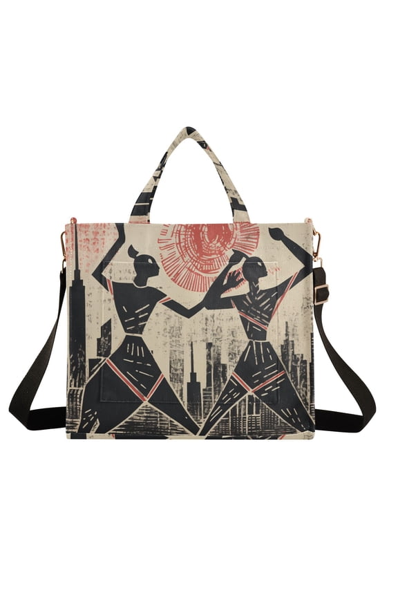 Indian Sun Houses Corduroy Tote Bag Handbag Large Messenger Bag Shoulder Crossbody Zipper Bag Purse